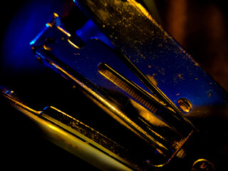 abstract background and texture, close-up of a metallic object with a reflective surface,...