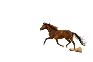 Majestic Chestnut Horse Running Free in the Desert Landscape AI generated by PNG