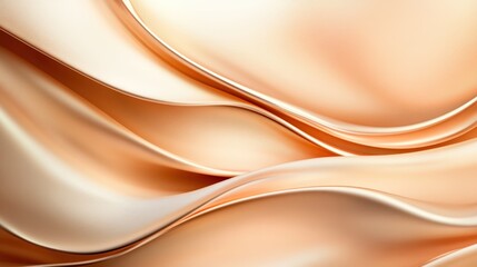 Naklejka premium Luxurious golden peach silk satin fabric smooth waves abstract background soft flowing curves elegant texture pattern design