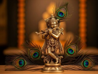 Bright Krishna in Spiritual Posture and Halo Light