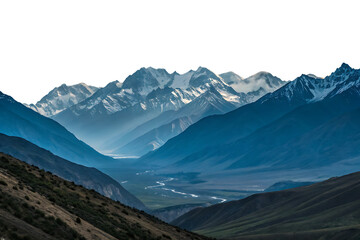Majestic Mountains Rise High, Snow-Capped Peaks, Dramatic Landscape On AI generated by PNG