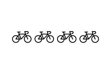 Obraz premium Four simple black bicycle icons aligned horizontally on a plain white background image design