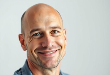 Fototapeta premium Bald man with a warm and friendly expression