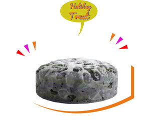 Classic Holiday Fruitcake with Colorful Graphic Accents, Festive Design PNG