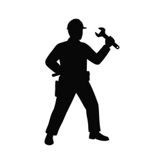 clean stylish elegant modern detailed professional high quality Silhouette of a man holding a wrench