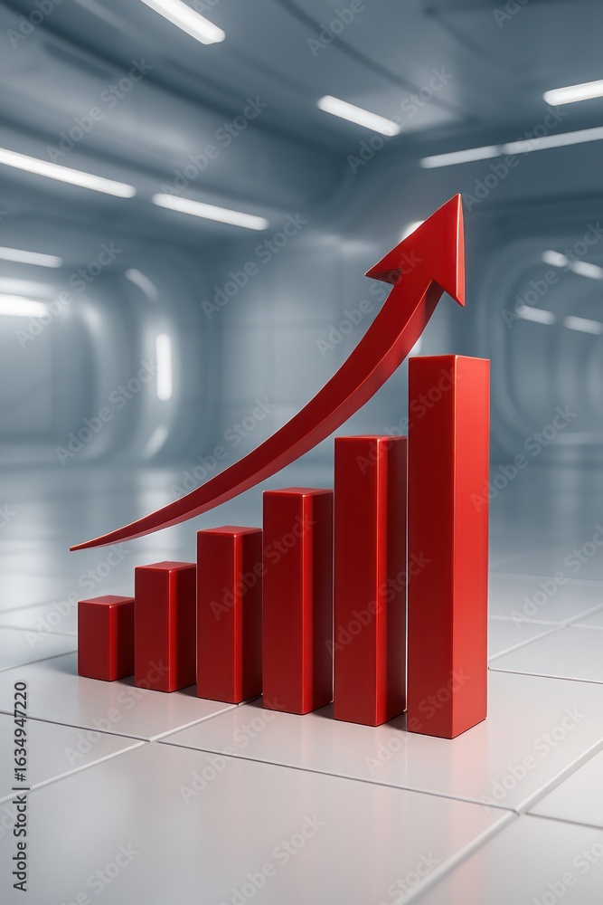 Poster an abstract data-driven visualization representing growth and progress in a modern futuristic settin