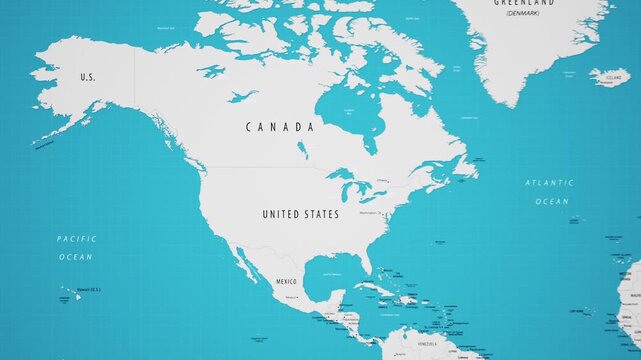 USA on the World Map with Animated National Flag