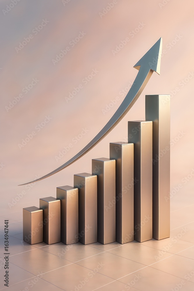 Poster a striking visual representation of growth and progress, showcasing a rising bar graph paired with a