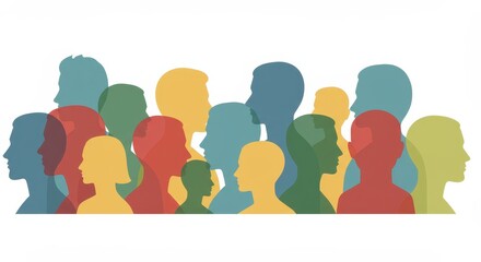 A Vibrant Mosaic of Diverse People in Colorful, Overlapping Silhouettes.