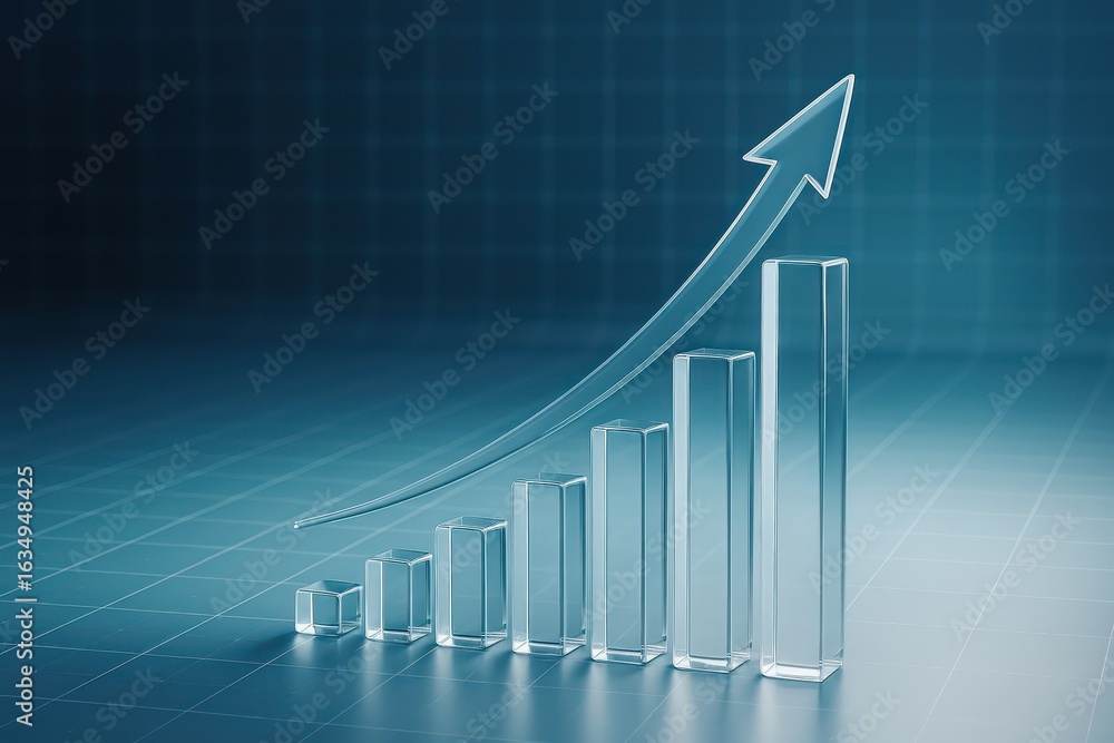 Poster a captivating visual representation of financial progress. an upward trending graph, symbolized by s