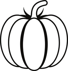 Black outline pumpkin isolated on transparent background