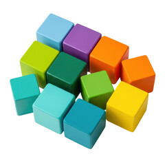 3d icon of colorful wooden blocks isolated on transparent background for creative kids play
