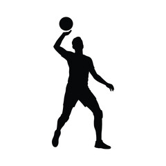 crisp clean stylish elegant modern detailed professional high quality Silhouette of a Man Playing Volleyball