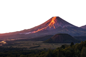Majestic Volcano Erupting at Sunset A Breathtaking Natural Spectacle on AI generated by PNG