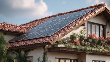 panneaux solaires sur un jolie toit 