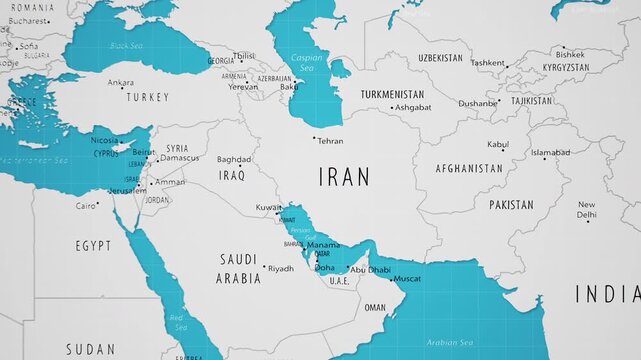 Iran on the World Map with Animated National Flag
