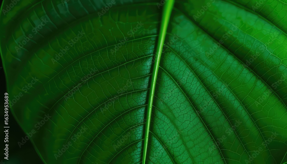 Aufkleber deep green leaf displaying intricate veining patterns and structures offering a glimpse into nature'