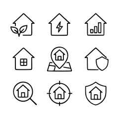 Set of Real Estate and Home-Related Line Icons