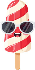 Cute cartoon popsicle with sunglasses, a refreshing summer treat