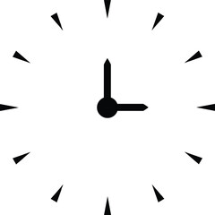 wall clock vector illustration. Clock showing 3 o'clock