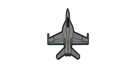 Embroidered Fighter Jet Patch. Aviation And Military Apparel Design Isolated On Transparent Background