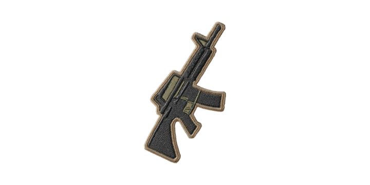 Embroidered Rifle Patch. Military And Tactical Apparel Accessory Isolated On Transparent Background