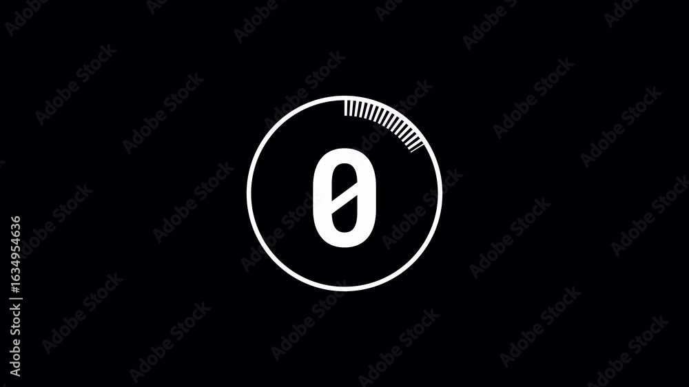 Poster simple white 5 second countdown on a transparent layer