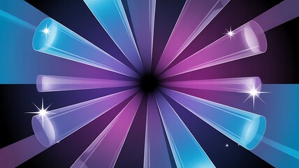Blue and Purple Light Beams Bursting Outwards abstract