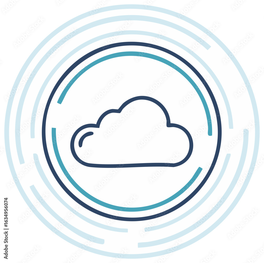 Poster abstract cloud data transfer concept icon with concentric circles