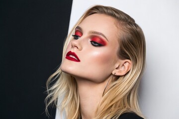 Fototapeta premium Close-up portrait of a supermodel woman in an attractive pose