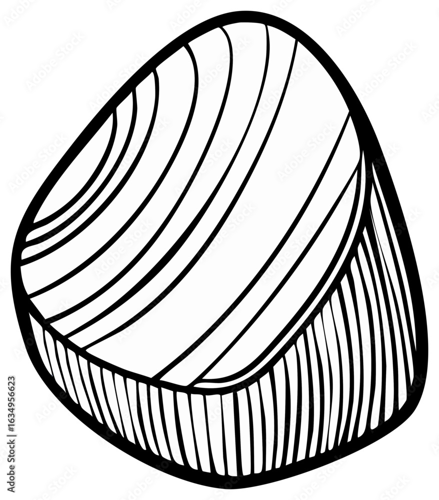 Aufkleber Stylized Seashell Clam Shell with Graphic Lines and Rounded Form Outlines for Coloring Page and Illustration