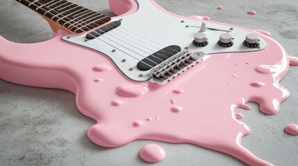Melting pink guitar musical instrument art creative design background