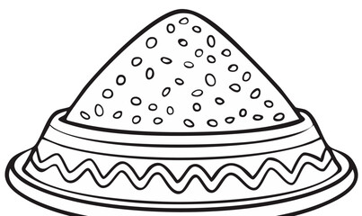 Stylized Illustration of a Pile of Grains in a Decorative Bowl