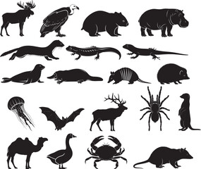 Fototapeta premium Large Collection of Diverse Animal Silhouettes