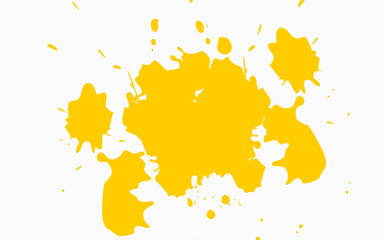 Yellow brush painting dropped splash splatter grunge graphic element. Eps10