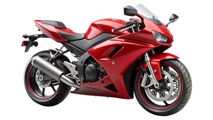 Red sport motorcycle isolated on transparent background