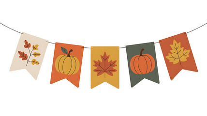 Autumnal banner with fall leaves and pumpkins.
