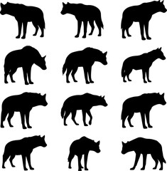 Obraz premium Hyena Silhouette Collection: Diverse Poses and Behaviors
