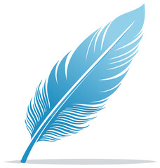 Fototapeta premium Elegant Light Blue Feather Quill Illustration Isolated on White for Writing or Craft Projects