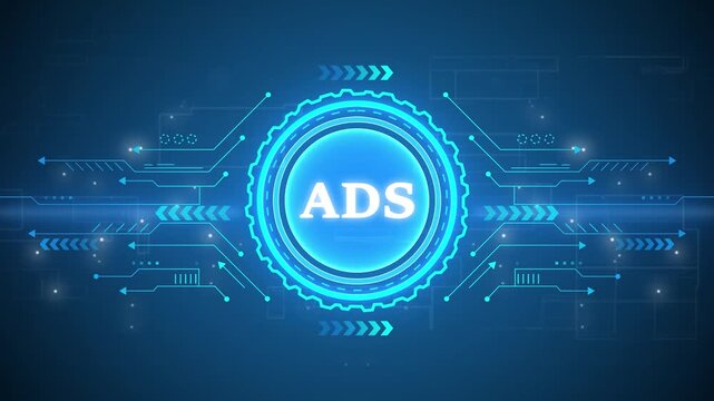 Programmatic Advertising concept. Business, Technology, Internet and network concept. map background. technology background with Cyberspace binary matrix letter bits.