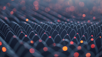 Fototapeta premium Abstract digital landscape, intricate network, glowing points. 
