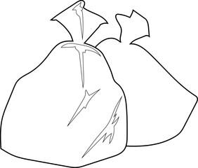 Coloring page with two garbage bags isolated on white background