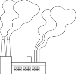Coloring page with smoking factory. Air pollution illustration