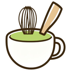 Matcha Delight: Illustration of a vibrant matcha drink, capturing the essence of a relaxing and aromatic beverage experience.