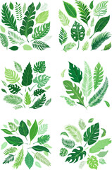 Tropical Leaves Vector Illustration on White 2.