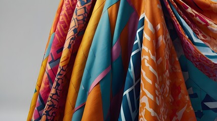 Colorful abstract fabric patterns with geometric and organic designs