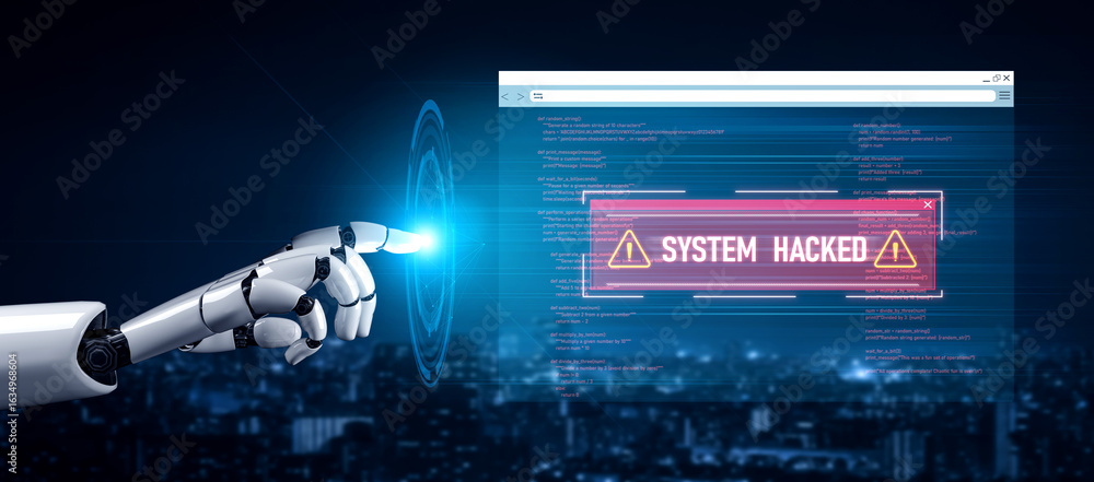 Poster ai artificial intelligence protects systems from cyber threats through automated monitoring, smart f