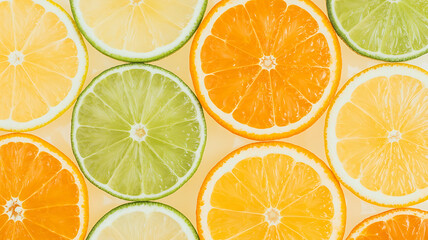 Obraz premium Citrus slices arranged in a vibrant pattern. 