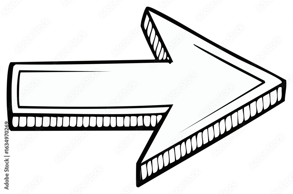 Poster hand drawn arrow with blank space for text pointing right