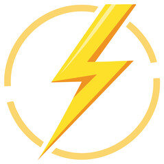 Bright yellow lightning bolt inside a broken circle graphic design representing energy and power
